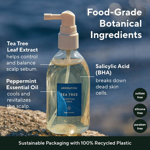 Aromatica Tea Tree Tonic îți menține scalpul curat și sănătos, zi de zi.
Ingredientele active naturale combat excesul de sebum și reduc mătreața.
Textura sa lejeră nu încarcă părul și lasă o senzație plăcută de prospețime.
Perfect pentru utilizare zilnică în rutina de îngrijire scalp gras.
